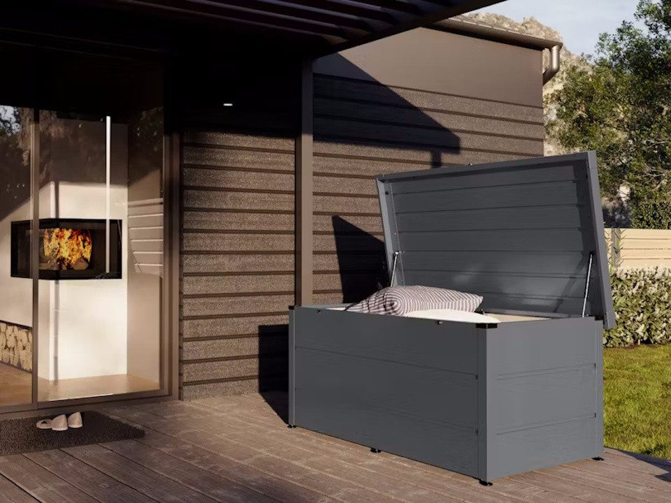 steinau Gartenbox Hochwertige Gartenbox aus Stahlblech - Regenwasserdicht - Abschließbar, Stahlblech, wasserdicht, abschließbar, höhenverstellbare Füße