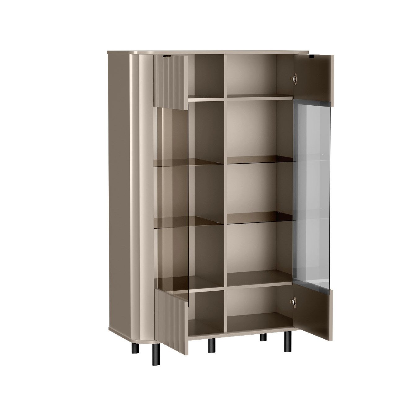 Beautysofa Vitrine NEVADA NO-9 mit 2 Glastüren – 98 cm breit, ohne LED Wohnzimmer Hochvitrine ohne Beleuchtung, modernes Design