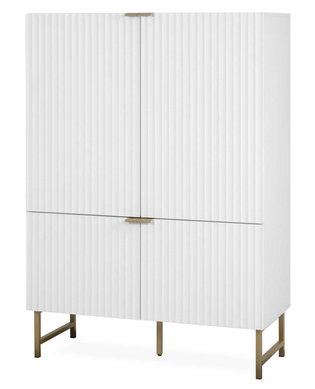 Furn.Design Highboard Hawick (Schrank in weiß mit Messing, 100 x 149 cm), Soft-Close, 10 Fächer