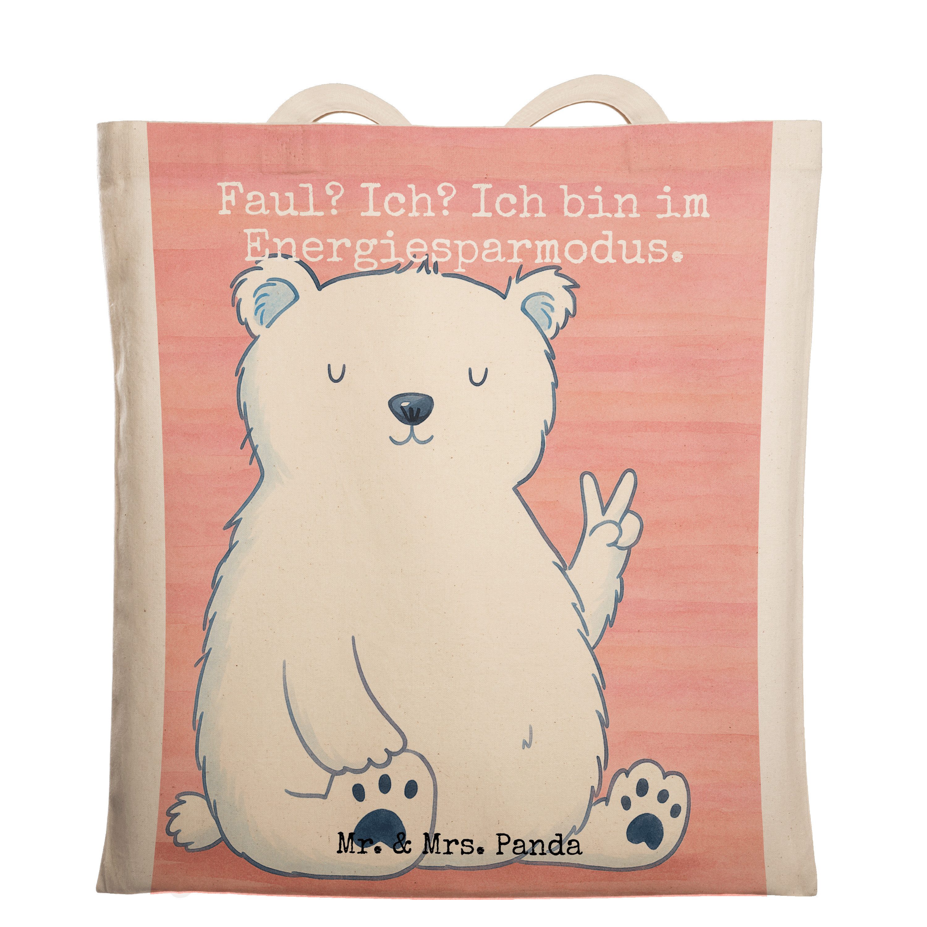 Mr. & Mrs. Panda Tragetasche Eisbär Faul Design, Schultasche, Weiß, Bär, Tote Bag, Homeoffice, Bür (Packung), canvas tasche Entspannen Eisbär