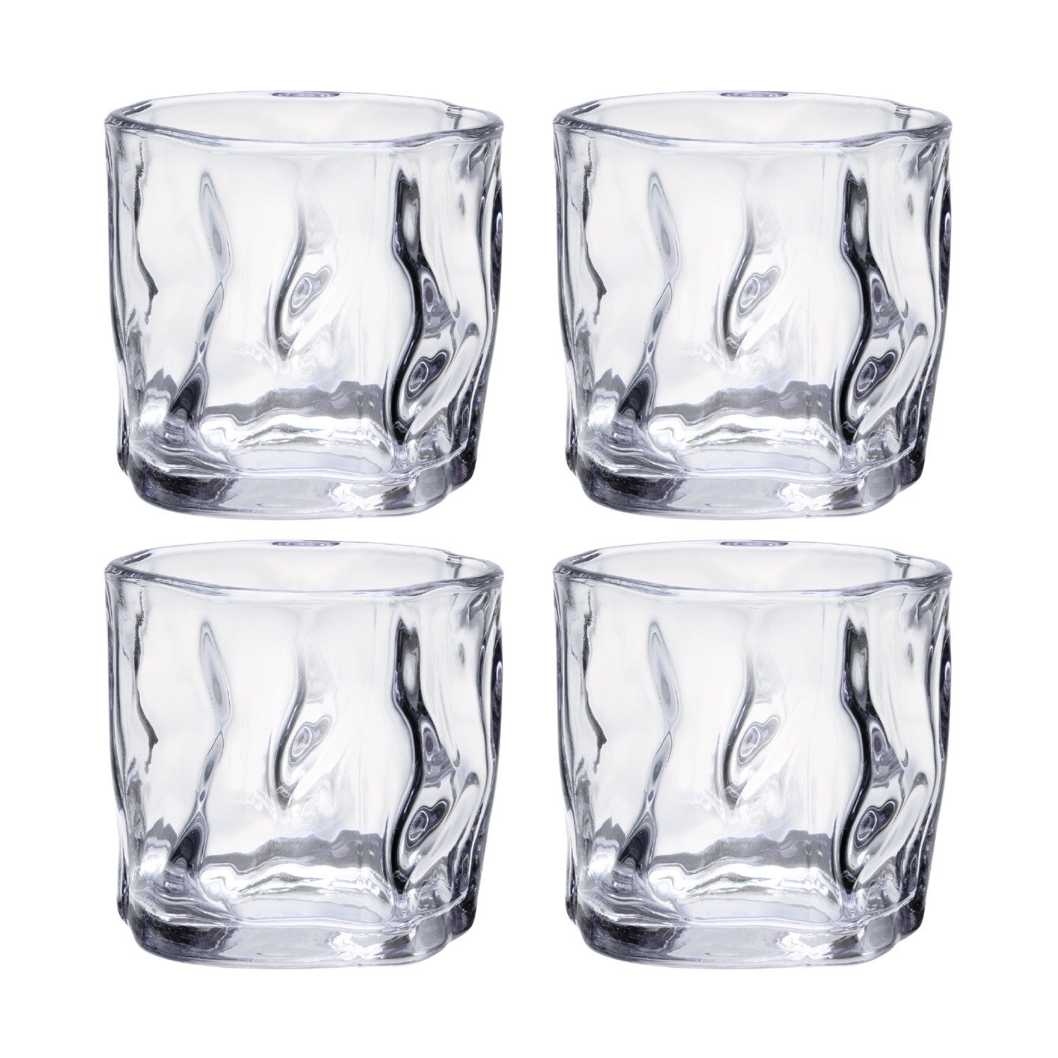 Zoha Glas Diamond Clear Glas Trinkgläser Cocktailgläser, 4-tlg., Glas, Hitzebeständig Eiskaffeegläser Tee Wasser Saft Kaffee