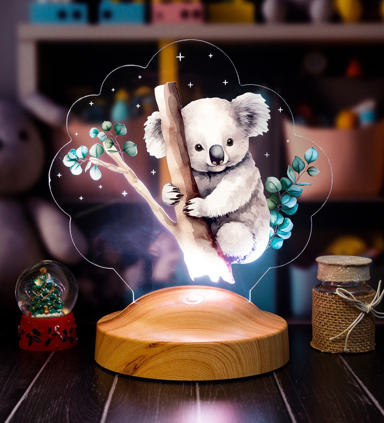 Geschenkelampe LED Nachttischlampe Koala 3D Nachtlicht Schlafzimmer Nachttischlampe für Kinder Babys, LED fest integriert, Geburtstagsgeschenke für Mädchen, Baby, Kinder