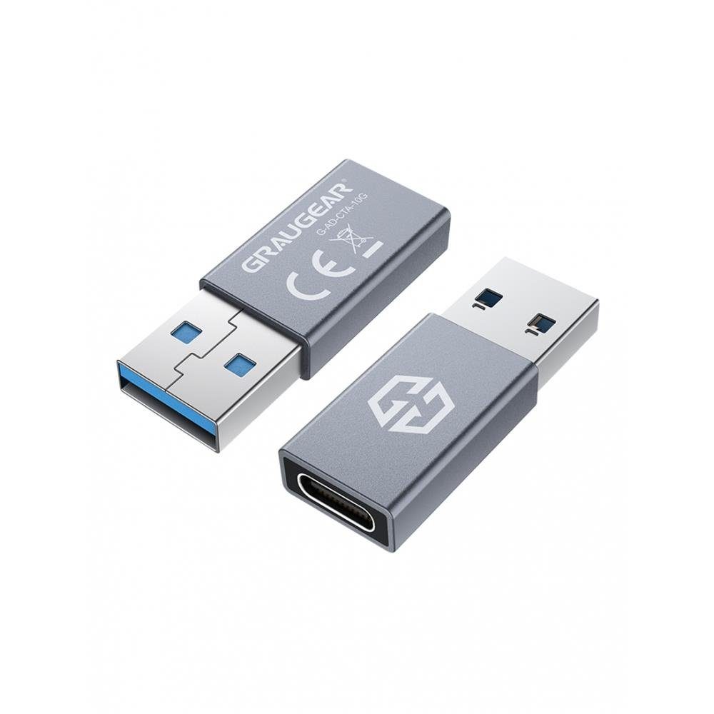 GRAUGEAR G-AD-CTA-10G USB-Adapter, USB 3.2 Adapter, Type C zu Type A, 10 Gbit/s, Aluminium Gehäuse, grau