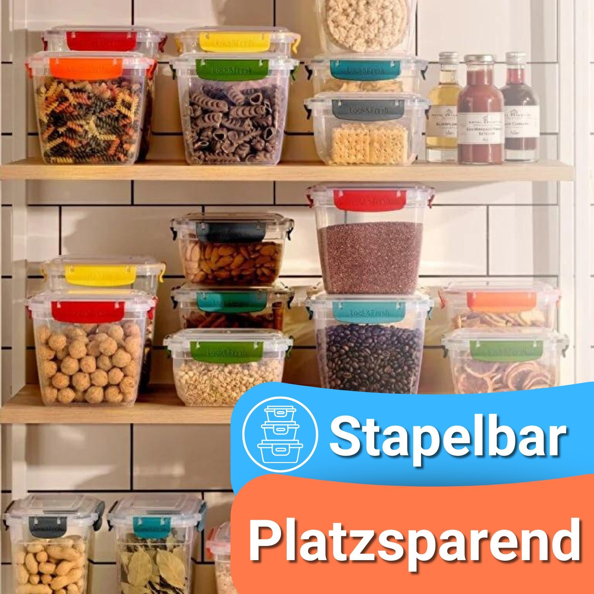 Brotdose, Frischhaltedose Set, Set verstaubar), Leicht Parpalinam (Spar Blau Boxen 16er Brotzeitdose mit Meal Deckel Prep