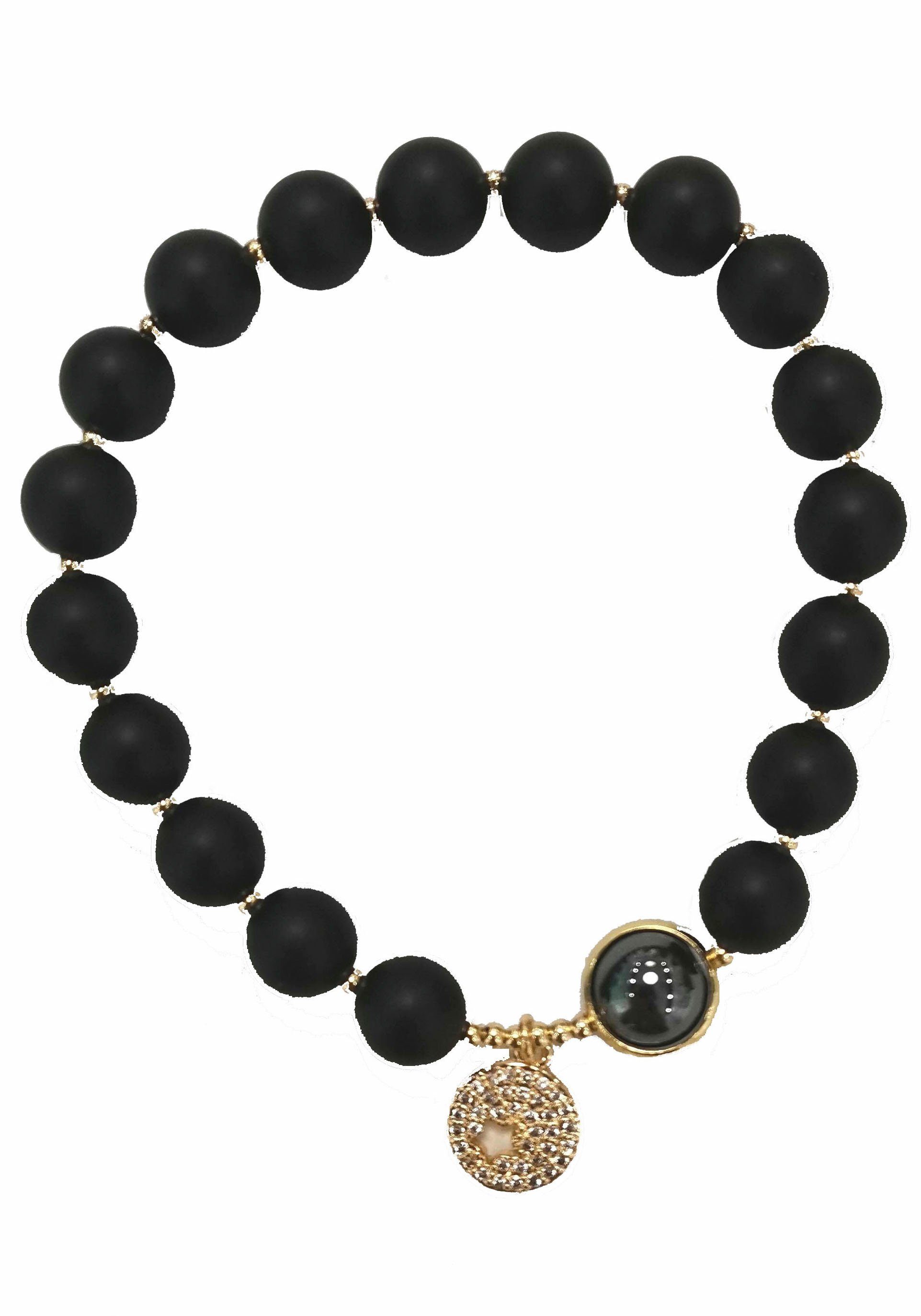 Firetti Armband Schmuck Geschenk Armschmuck Armkette Edelstein Farbstein Onyx, Made in Germany - mit Onyx