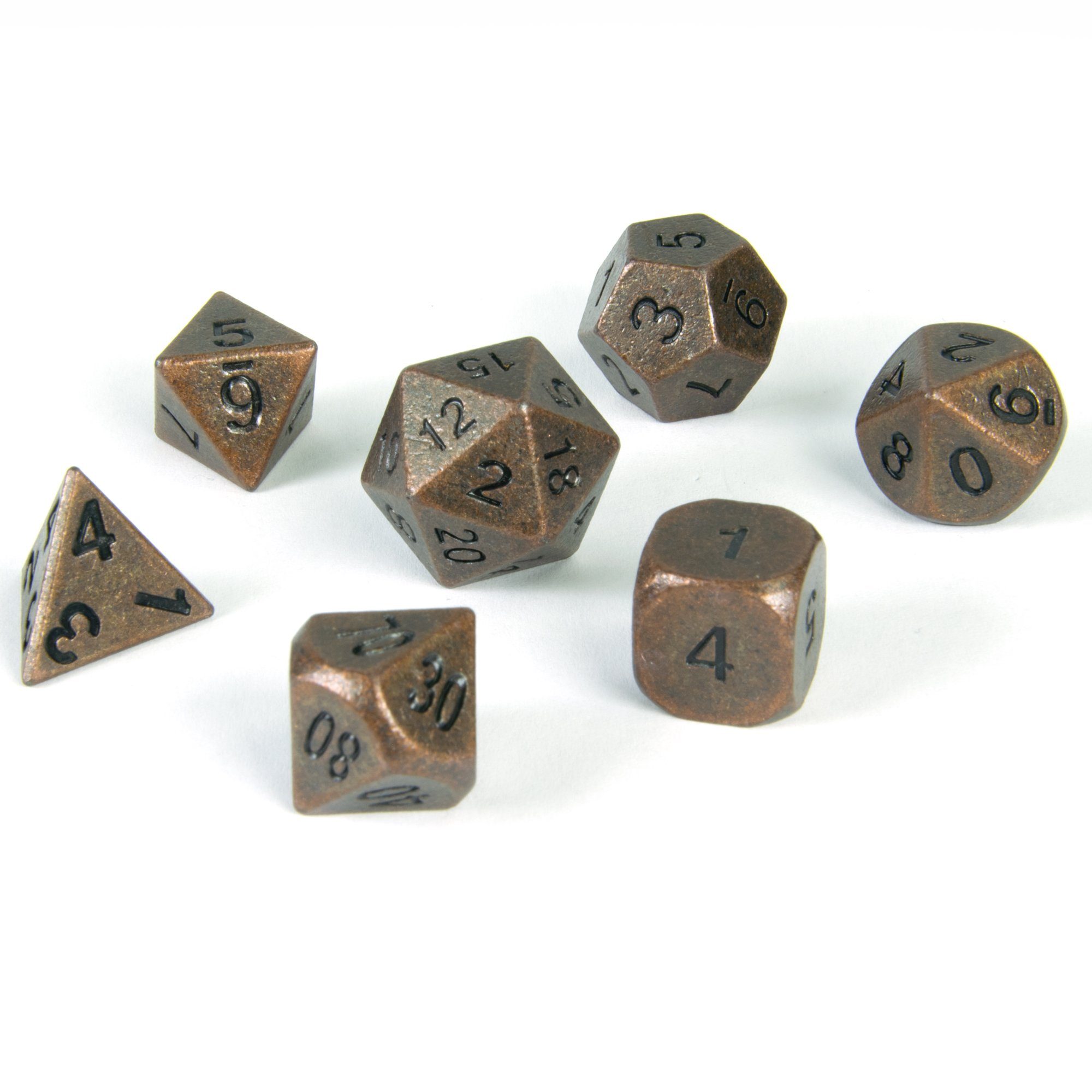 SHIBBY Spielesammlung Pen & Paper Polyedrische DND Würfel 7-teilig aus Metall - Used Look