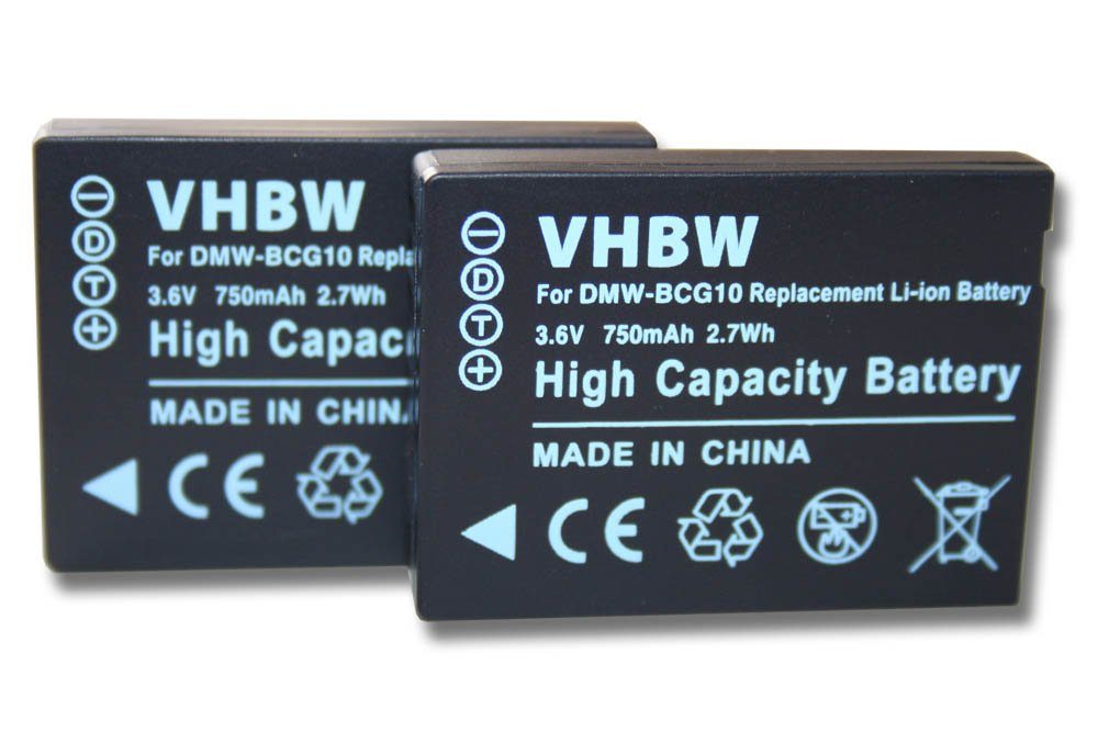 (3,6 V) DMW-BCG10 für Kamera-Akku 750 vhbw mAh DMW-BCG10E, Ersatz für Panasonic Li-Ion