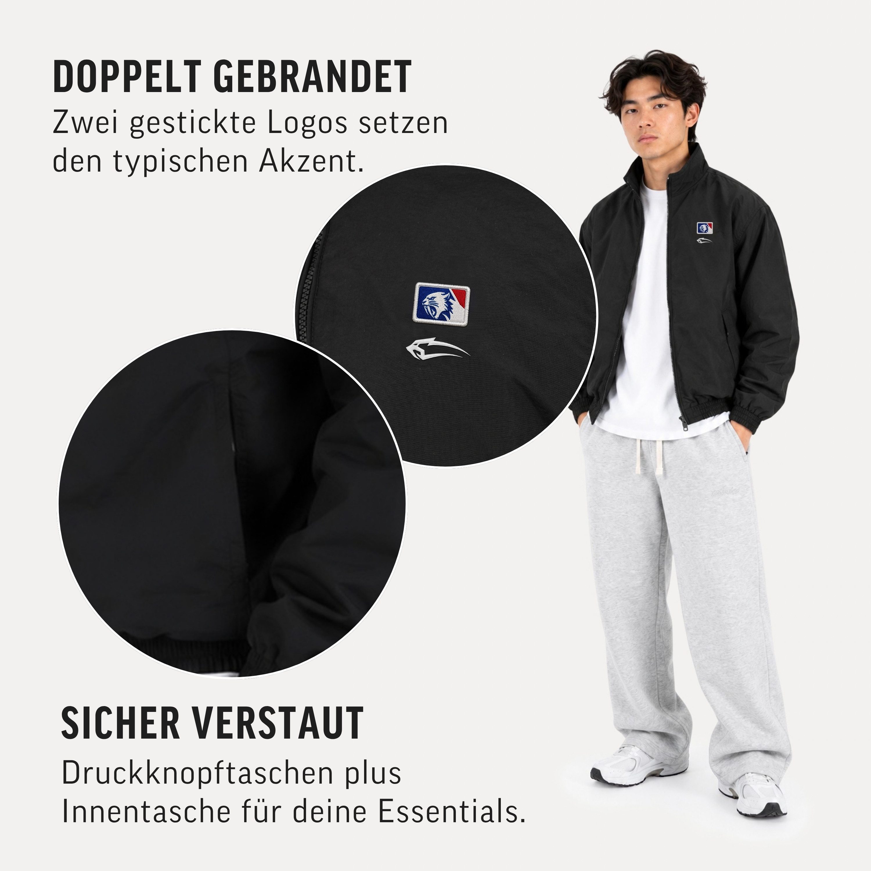 Smilodox Outdoorjacke Tybrin Sportjacke, Regular Fit, Trackjacke mit Stehkragen, Gymwear Reißverschluss, elastischer Saum, Druckknopftaschen, Baumwollfutter – Bild 5 von 5