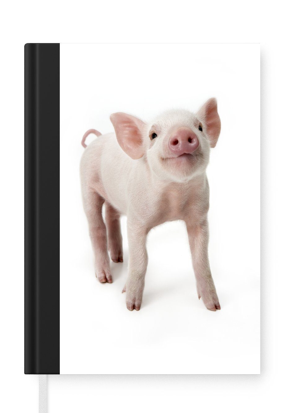 MuchoWow Notizbuch Schwein - Tiere - Weiß, Journal, Merkzettel, Tagebuch, Notizheft, A5, 98 Seiten, Haushaltsbuch