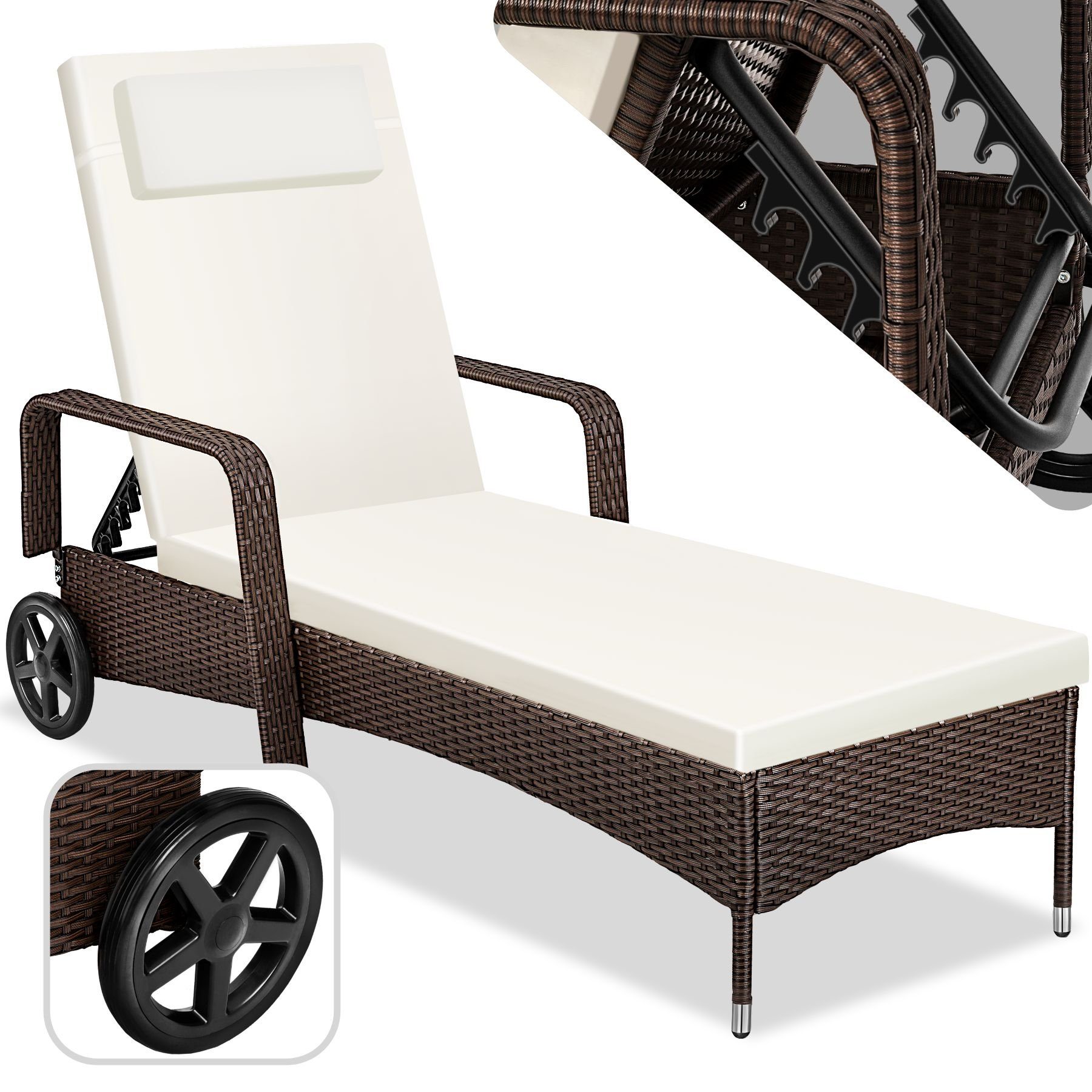 tectake Gartenliege Rattan Sonnenliege, 1 St., günstig online kaufen