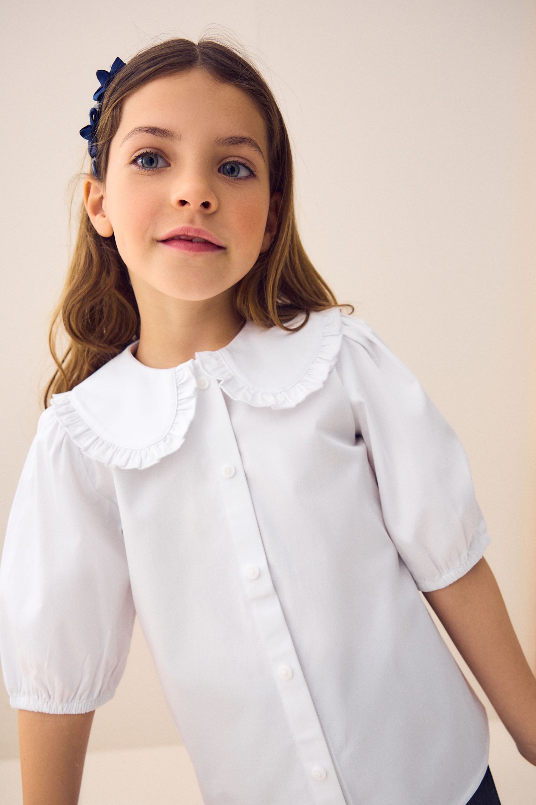 Next Shirtbluse Bluse mit Rüschenkragen, Klettverschluss (1-tlg)