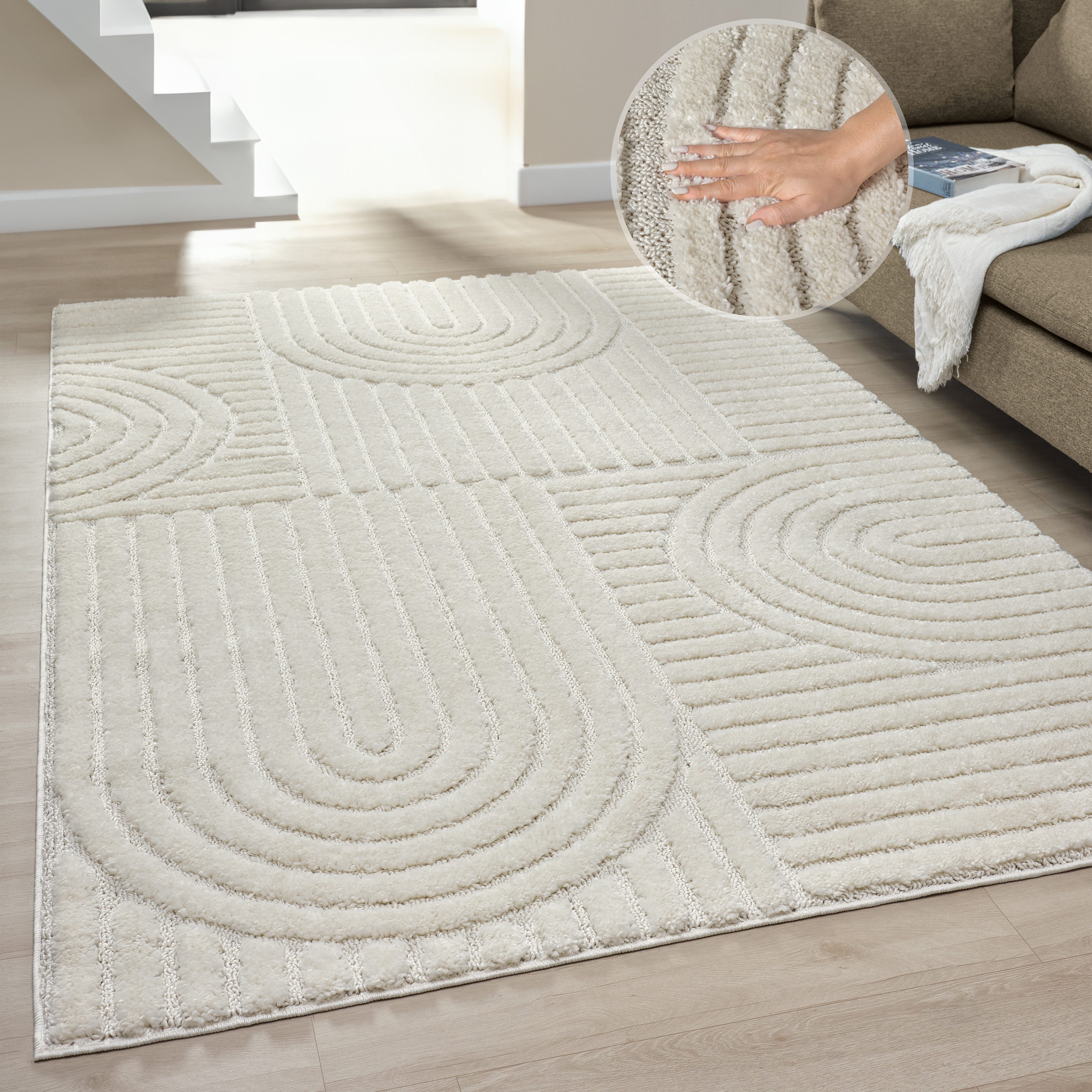 OTTO home Teppich Jonne, Boho-Design, Scandi, Designteppich, rechteckig, Hö günstig online kaufen