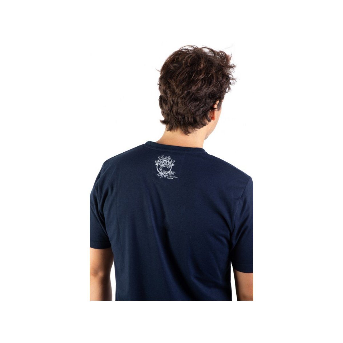 Rundhalsshirt regular fit Life-Tree marineblau (1-tlg)