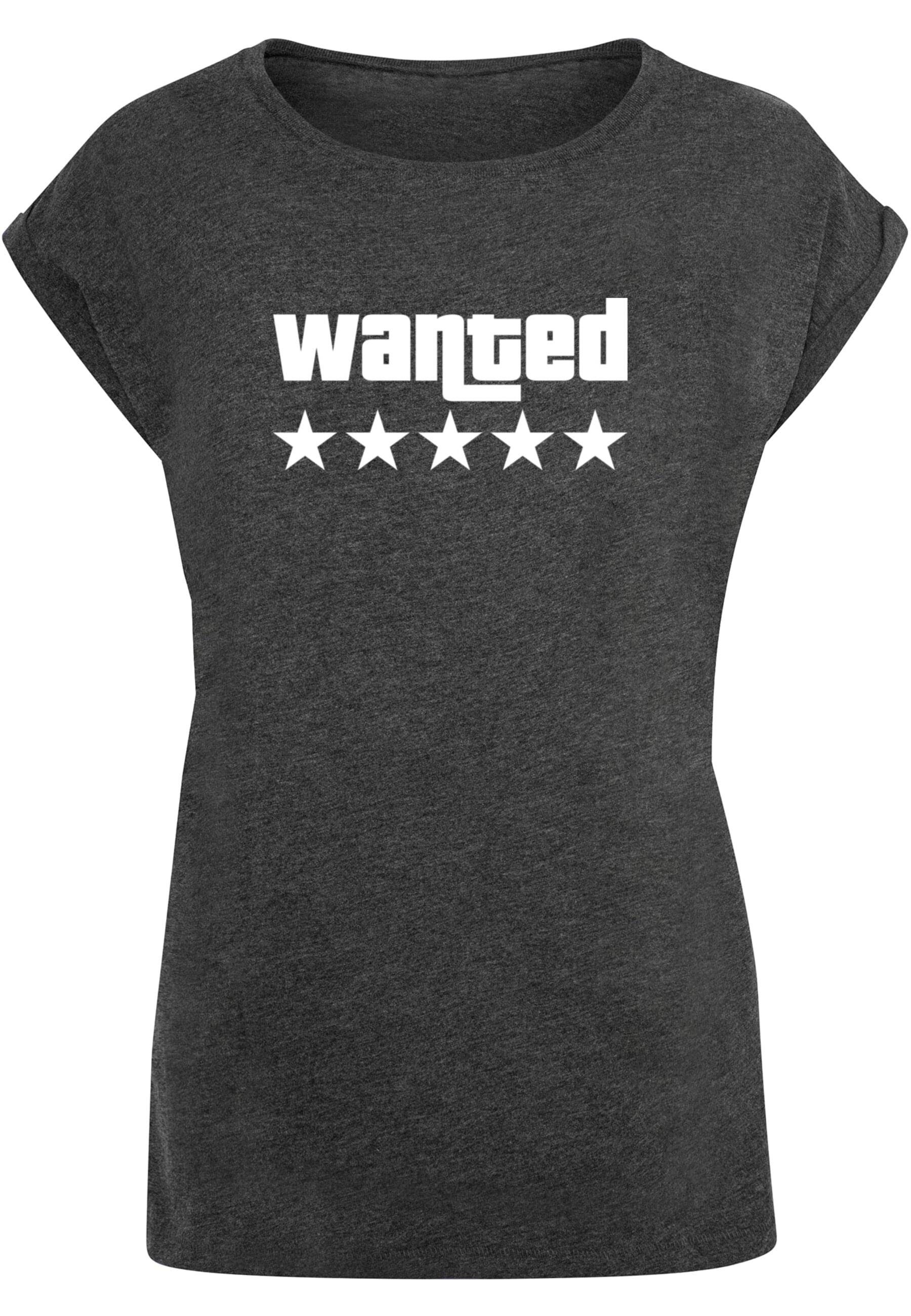 Merchcode T-Shirt Damen Laides Wanted Extended Shoulder Tee (1-tlg) charcoal