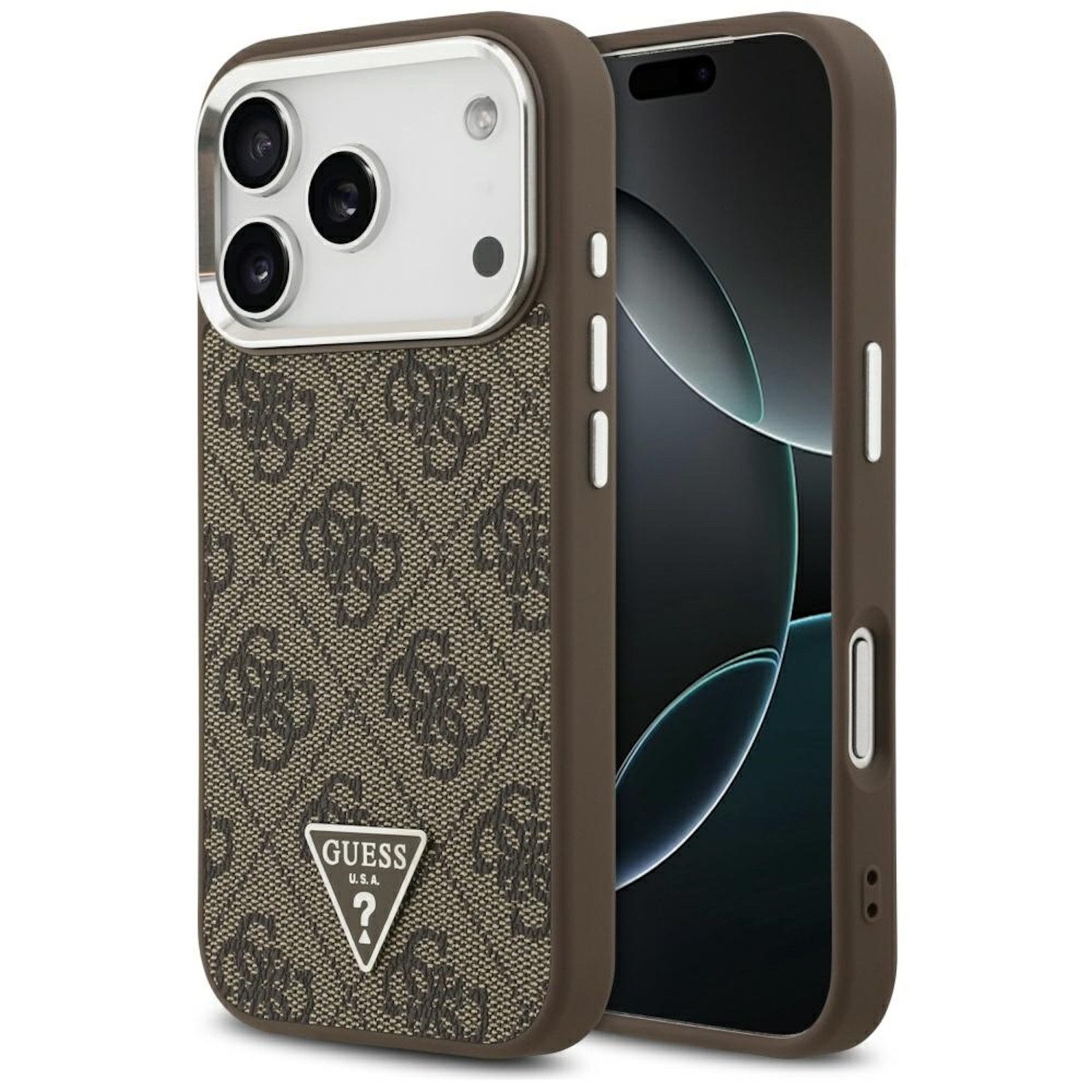 Guess Smartphone-Hülle Guess Apple iPhone 17 Pro 4G Triangle Logo MagSafe Hülle Case Braun
