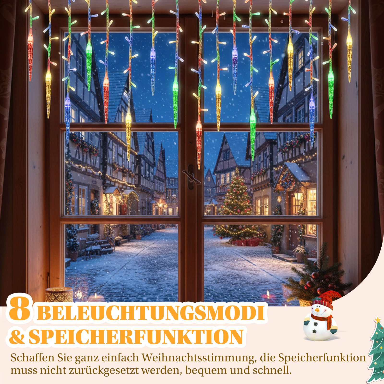 SERBASIC Lichterkette LED Eisregen Lichtervorhang, Timer, 8 Modi, Anschließ günstig online kaufen
