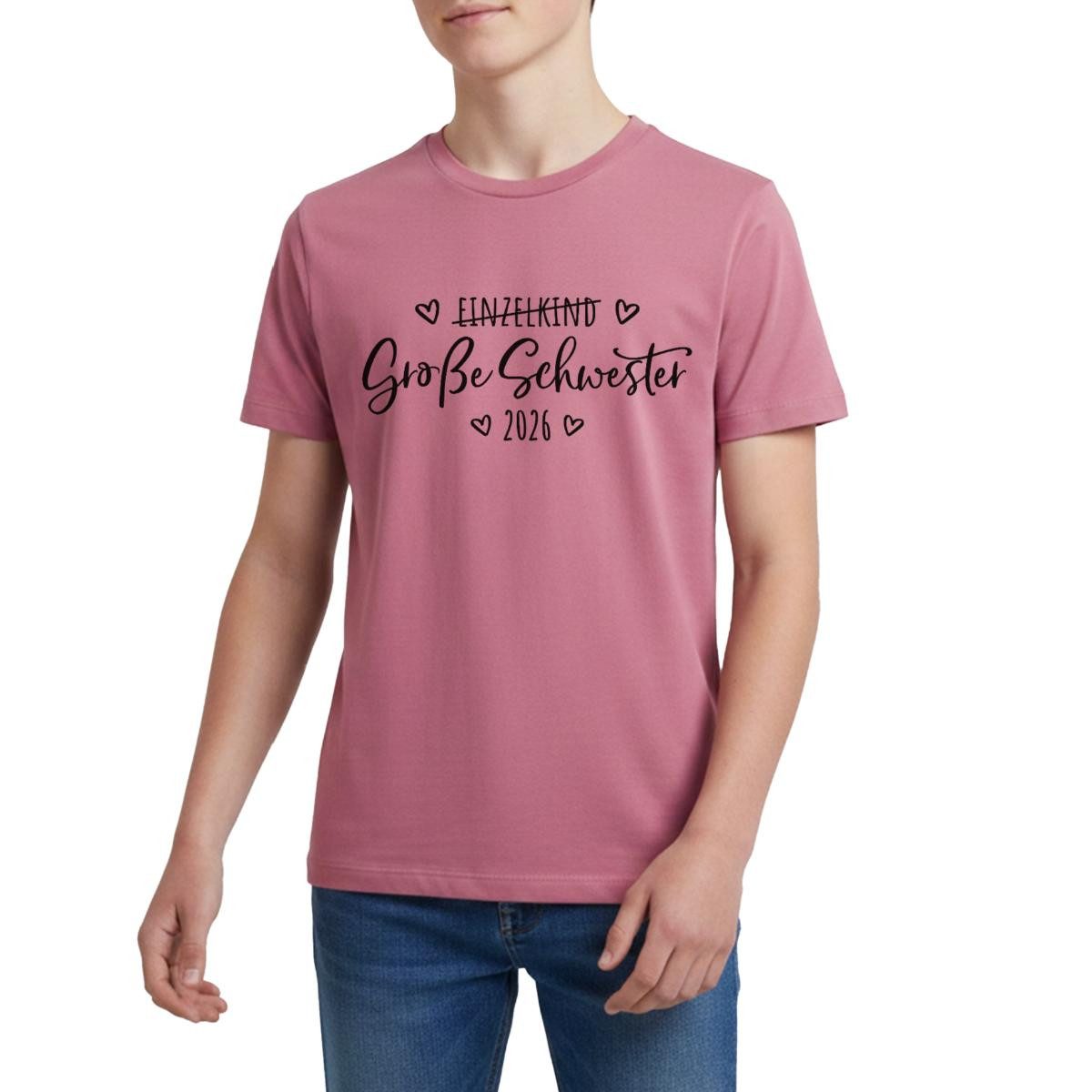 T-Shirt Große Schwester 2026 Einzelkind Ende Herz Teenager Premium T-Shirt