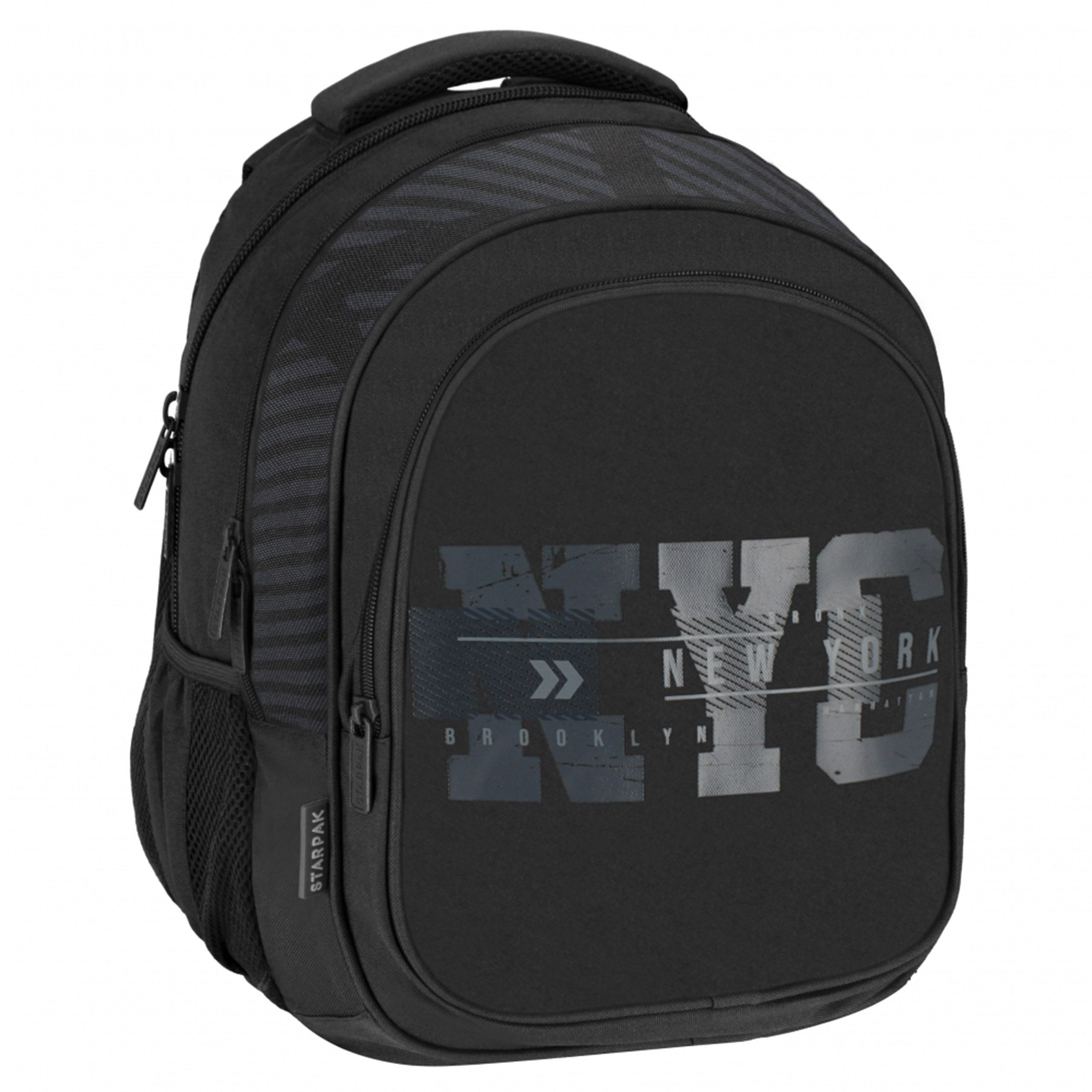 Sarcia.eu Schulrucksack NYC SCHUL Starter SET für JUNGEN: gepolsterter Rucksack + Schuhtasche
