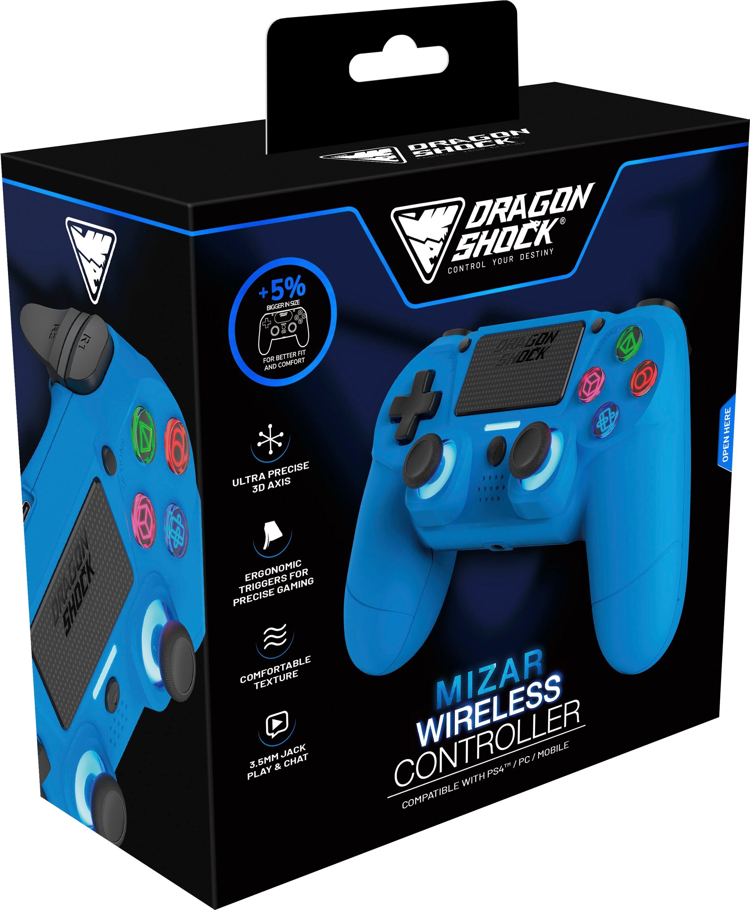 Wireless Mizar Controller DRAGONSHOCK für PS4 blau