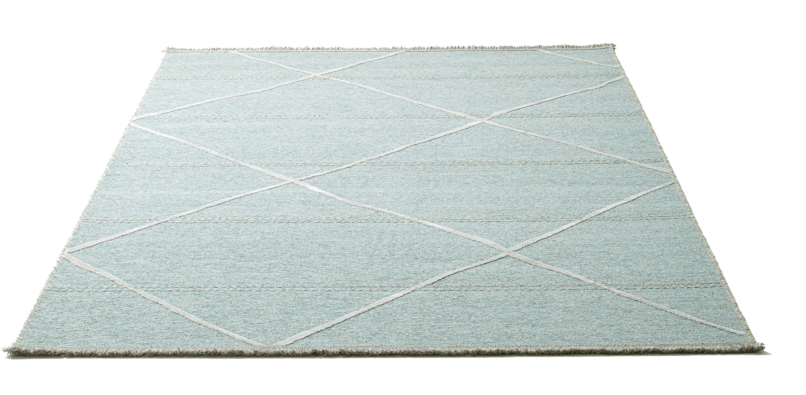 Teppich Braderup, Sansibar, rechteckig, mit 2 Rauten, Fransen Scandi Design, mm, Flachgewebe, Höhe: modernes Motiv