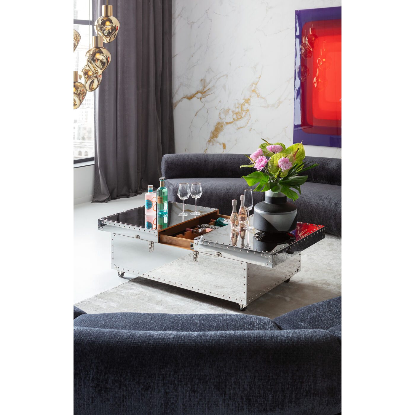 Kare Design Couchtisch Vegas, mit Stauraum, 120x75 cm