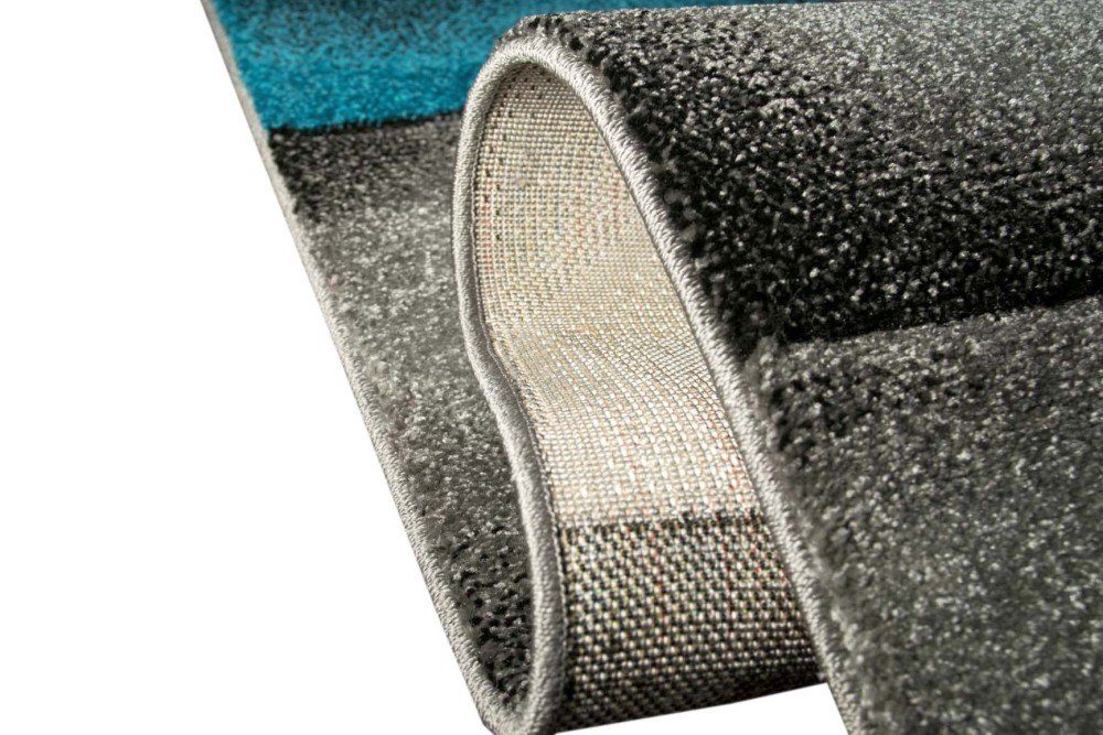 Carpetia Teppich Moderner Teppich Kurzflor Wohnzimmerteppich grau schwarz weiss türkis, rechteckig, Höhe: 13 mm – Bild 5 von 5