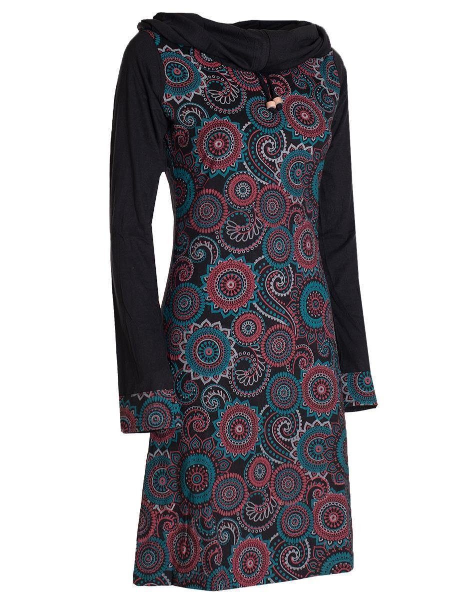 Vishes Jerseykleid Langarm Kleid Schal-Kleid Winterkleider Baumwollkleid Hippie, Goa, Ethno Style – Bild 5 von 5