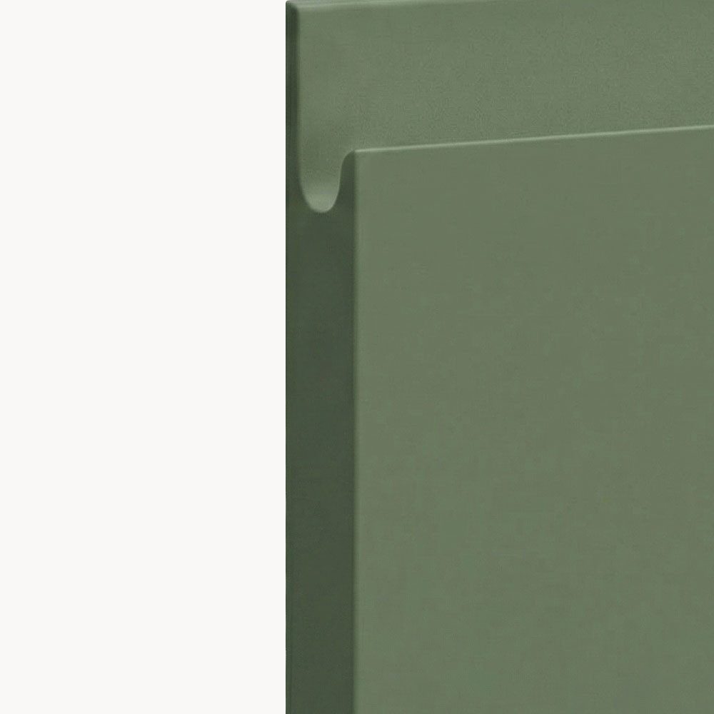 Feldmann-Wohnen Klapphängeschrank Florence (W3S/80, 2-türig mit Glaseinsatz, 2 Einlegeböden, 1-St., puristische, grifflose Optik, lackierte Fronten, B/T/H 80x32,5x72cm) Weiß / RAL 6013 schilfgrün matt