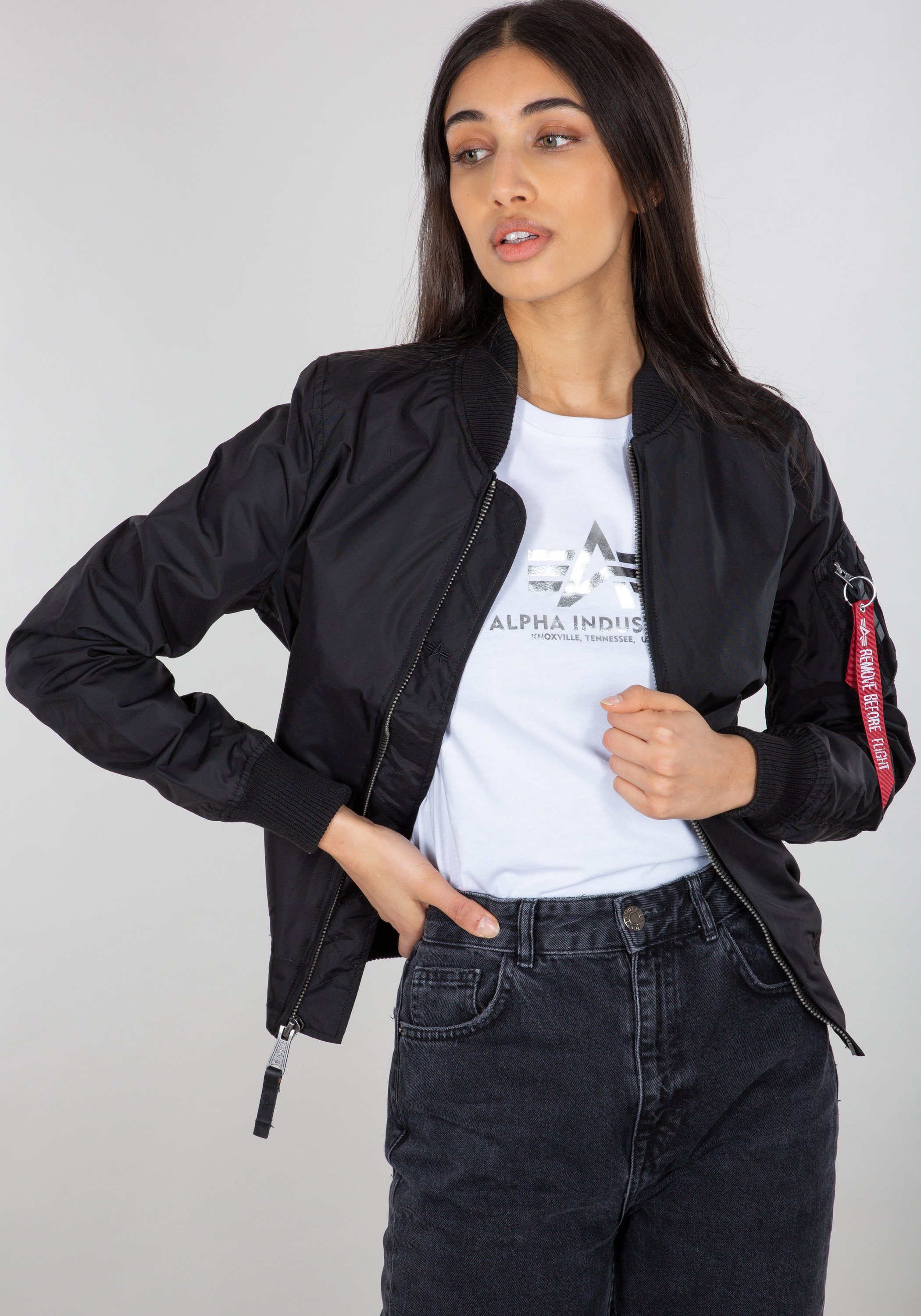 black Bomberjacke Bomber Women Flight TT Jackets Alpha - & Industries Wmn MA-1 Alpha Industries