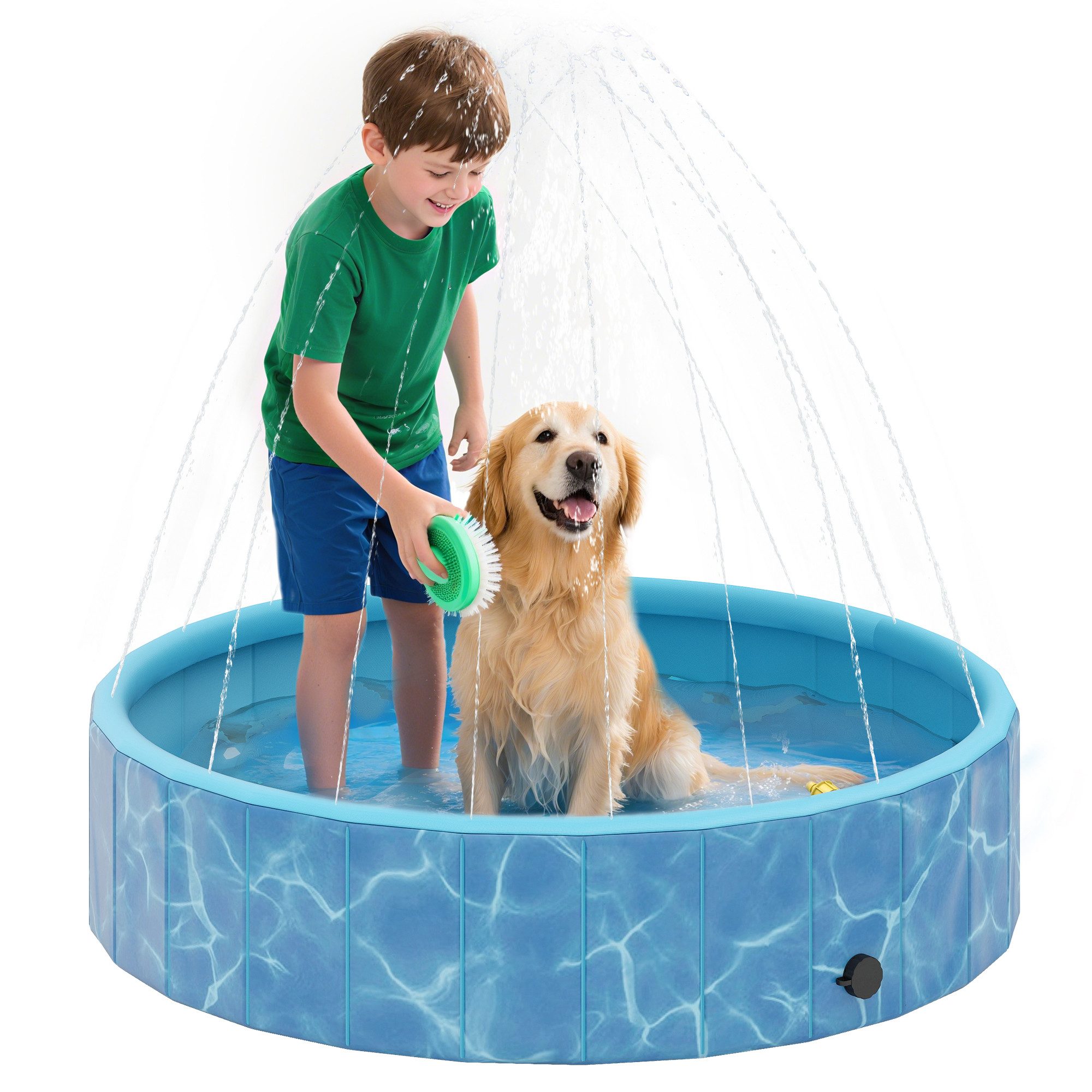 Hundepool mit Brunnen- und Wasserpolsterdesign