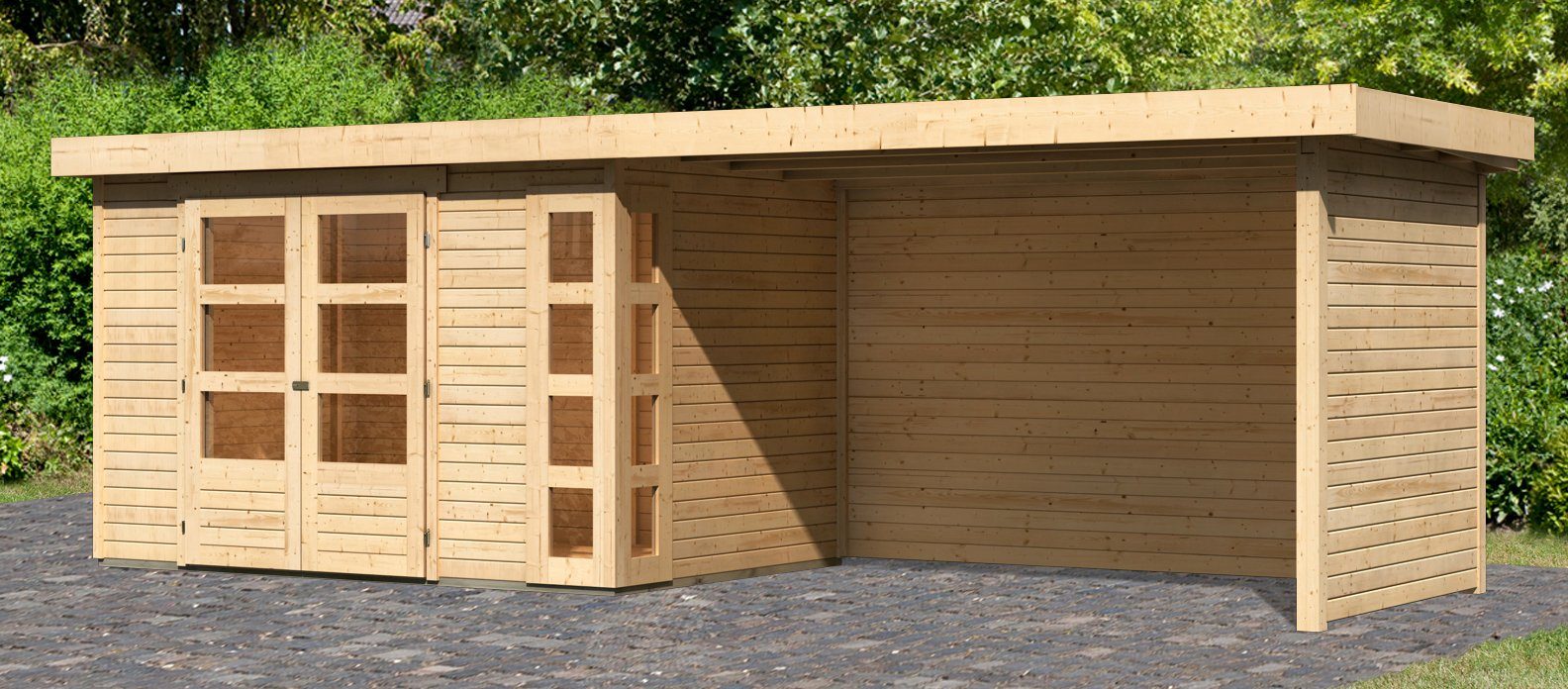 Karibu Gartenhaus Kerko 4, BxT: 609x238 cm, (Set), Einfaches Steck-  Schraubsystem, mit Flachdach