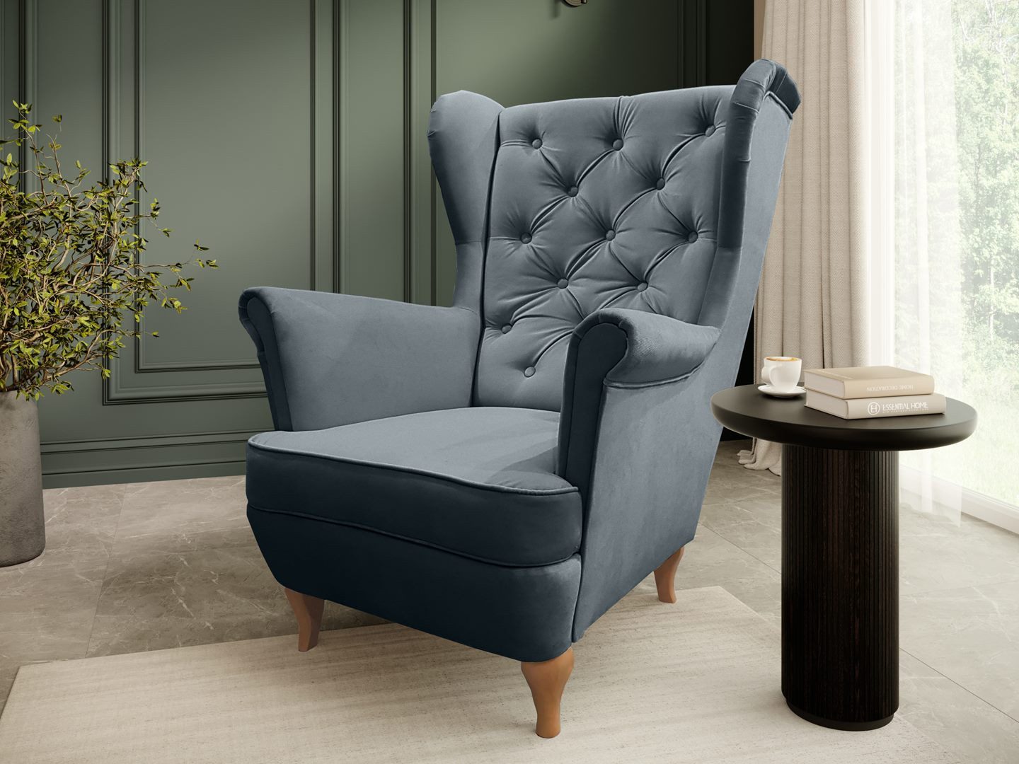 Beautysofa Ohrensessel Sessel FALCO Chesterfield Wohnzimmersessel günstig online kaufen