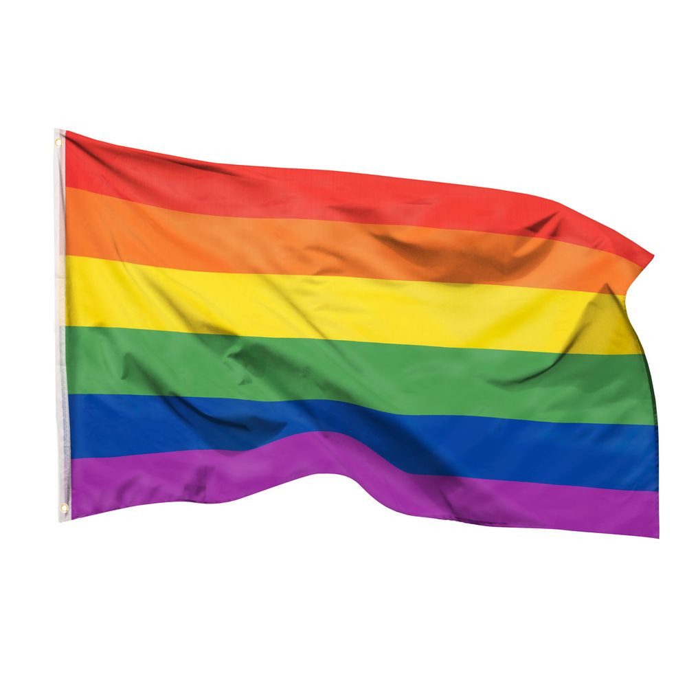 PHENO FLAGS Flagge Regenbogen Flagge 90 x 150 cm Rainbow Fahne CSD LGBT Pride (Hissflagge für Fahnenmast), Inkl. 2 Messing Ösen
