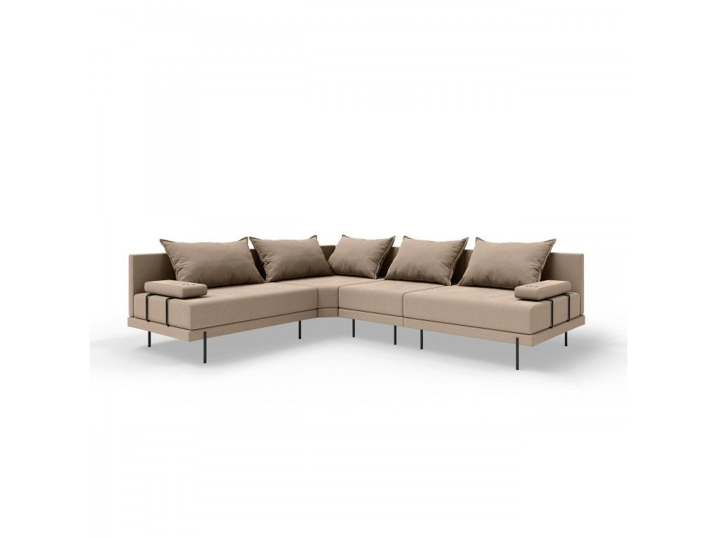 TRADA Gartenlounge-Set Gartensofa M beständig gegen Sonnenlicht & Wasser - Beige, Gartensofa mit 2 Getränkehaltern