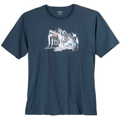 RAGMAN Rundhalsshirt Große Größen Herren T-Shirt nachtblau Vintageprint Ragman
