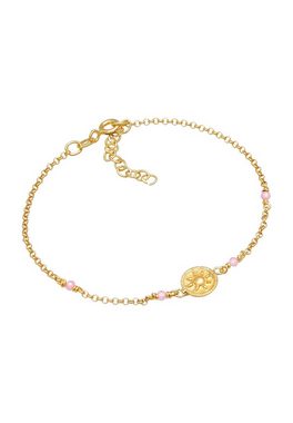 Elli Armband Coin Rund Sonne Antik Rosa Quarz 925er Silber