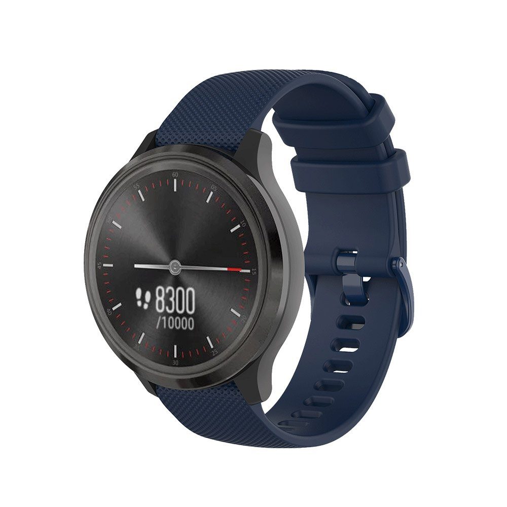 Rosnek Smartwatch-Armband 18/20/22mm, Premium-Silikonkautschuk, für Männer Frauen Fitness Sport, schweiß- und wasserfest, mit Edelstahlschnalle Marineblau