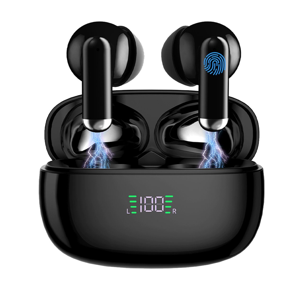 VSIUO TWS In-Ear-Kopfhörer Kabellos Earbuds HiFi Stereo Bluetooth-Kopfhörer (Freisprechfunktion, Noise-Cancelling, Voice Assistant, Siri, Wireless, Touch Control Ohrhörer mit LED Anzeige, Wireless Earbuds)