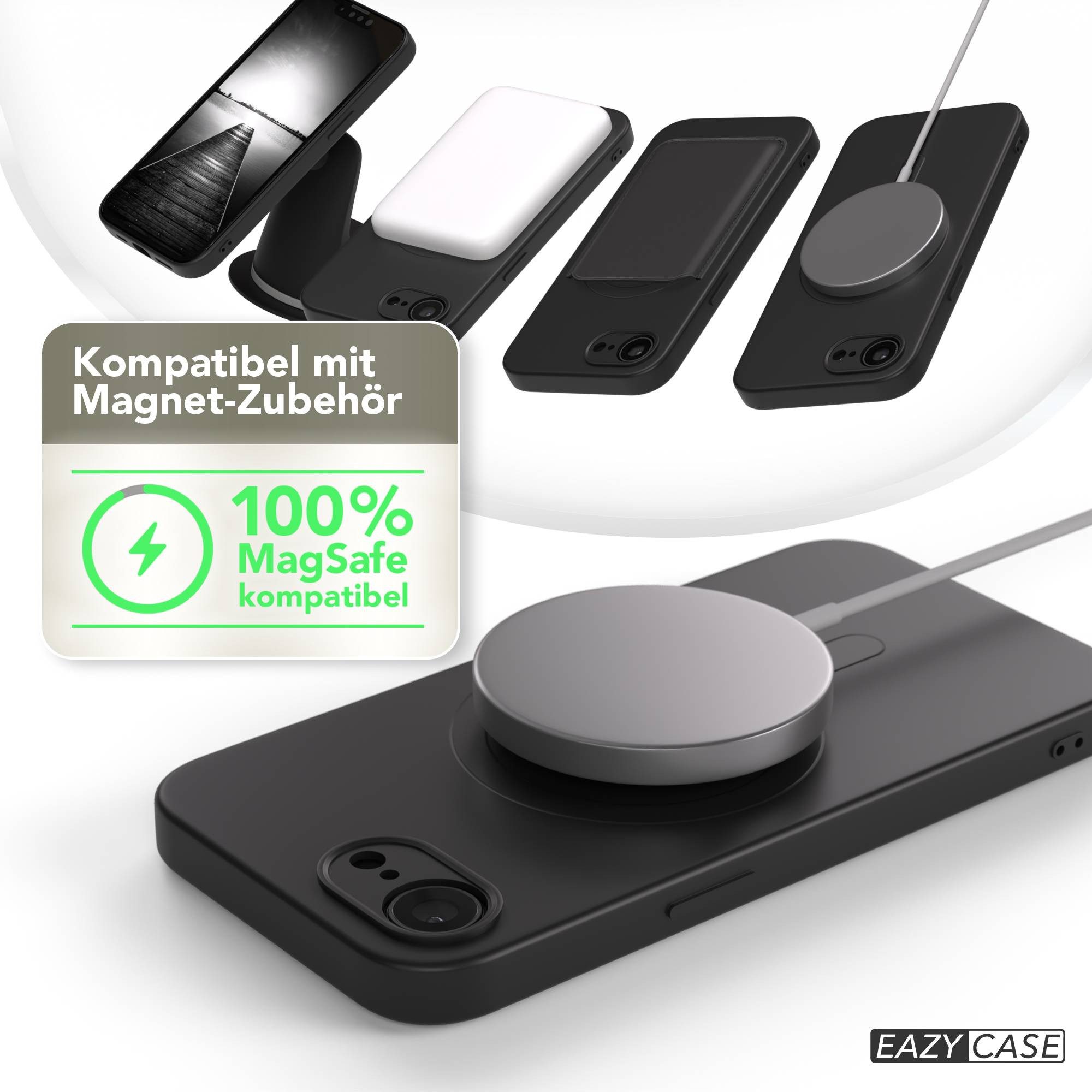 EAZY CASE Handyhülle für Apple iPhone 16e Hülle Silikon 6,1 Zoll, Schutzhülle mit MagSafe kratzfest Back Cover Kameraschutz Schwarz – Bild 5 von 5