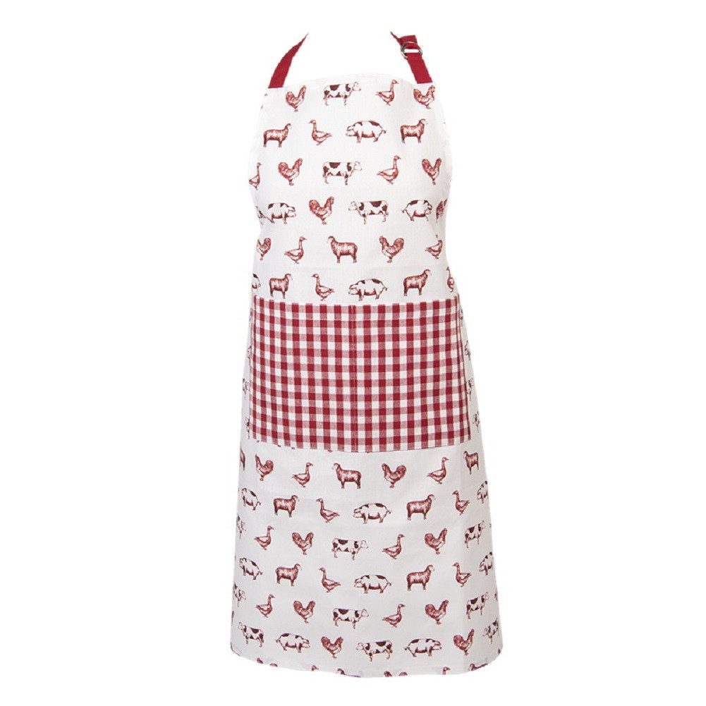 Clayre & Eef Kochschürze Country Life Animals, (Baumwolle, 1-tlg., Schürze), ca. 70 x 85 cm