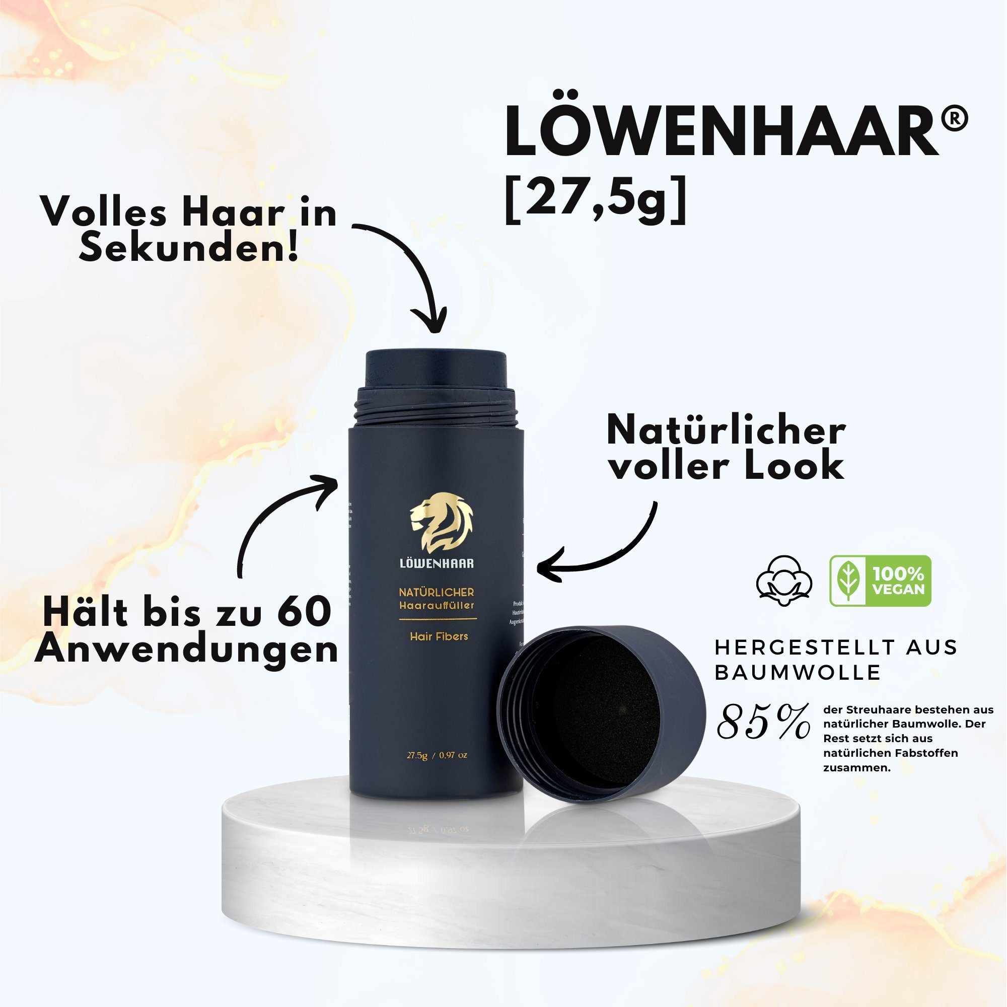 Löwenhaar Haarpuder LÖWENHAAR® [3 27.5g] Fibers x Streuhaar/Schütthaar/Hair LightBrown