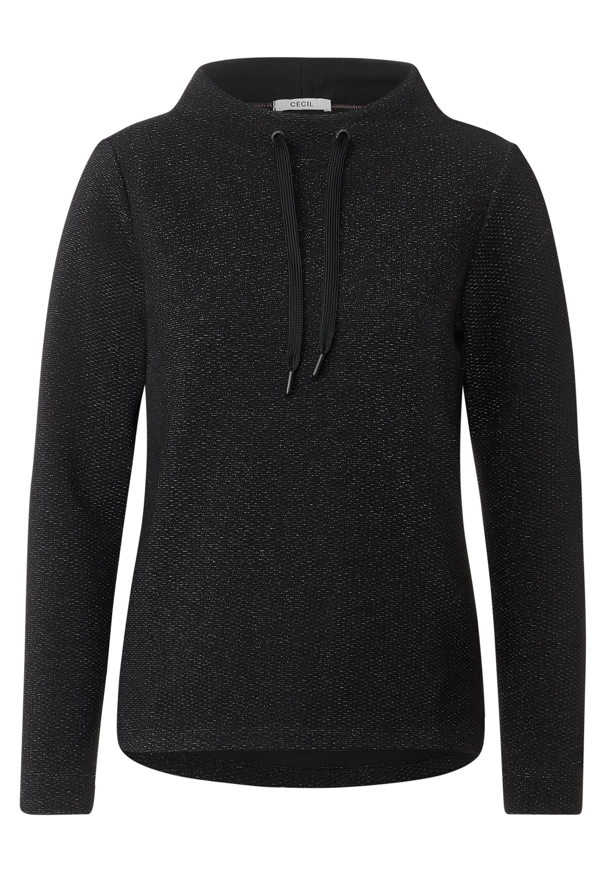 Cecil Sweatshirt Pullover melange black mit Strukturierte Glanzfasern Qualität mit Metallfasern