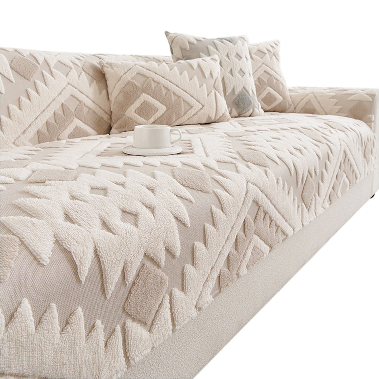 Refttenw Sofabezug Flauschiger Sofa Überzug aus Plüsch – Dick und Kuschelig Weich, Gemütlicher Sofaschoner für Wohnzimmer