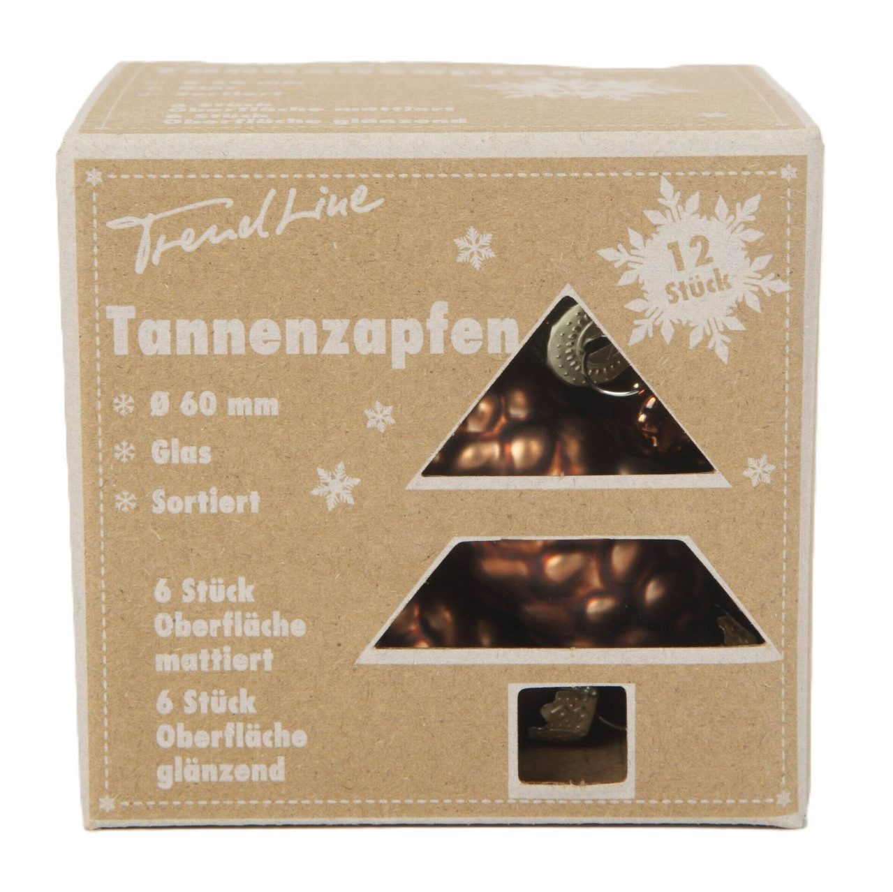 Trend Line Weihnachtsbaumkugel TrendLine Weihnachtskugeln aus Glas Tannenzapfen Ø
