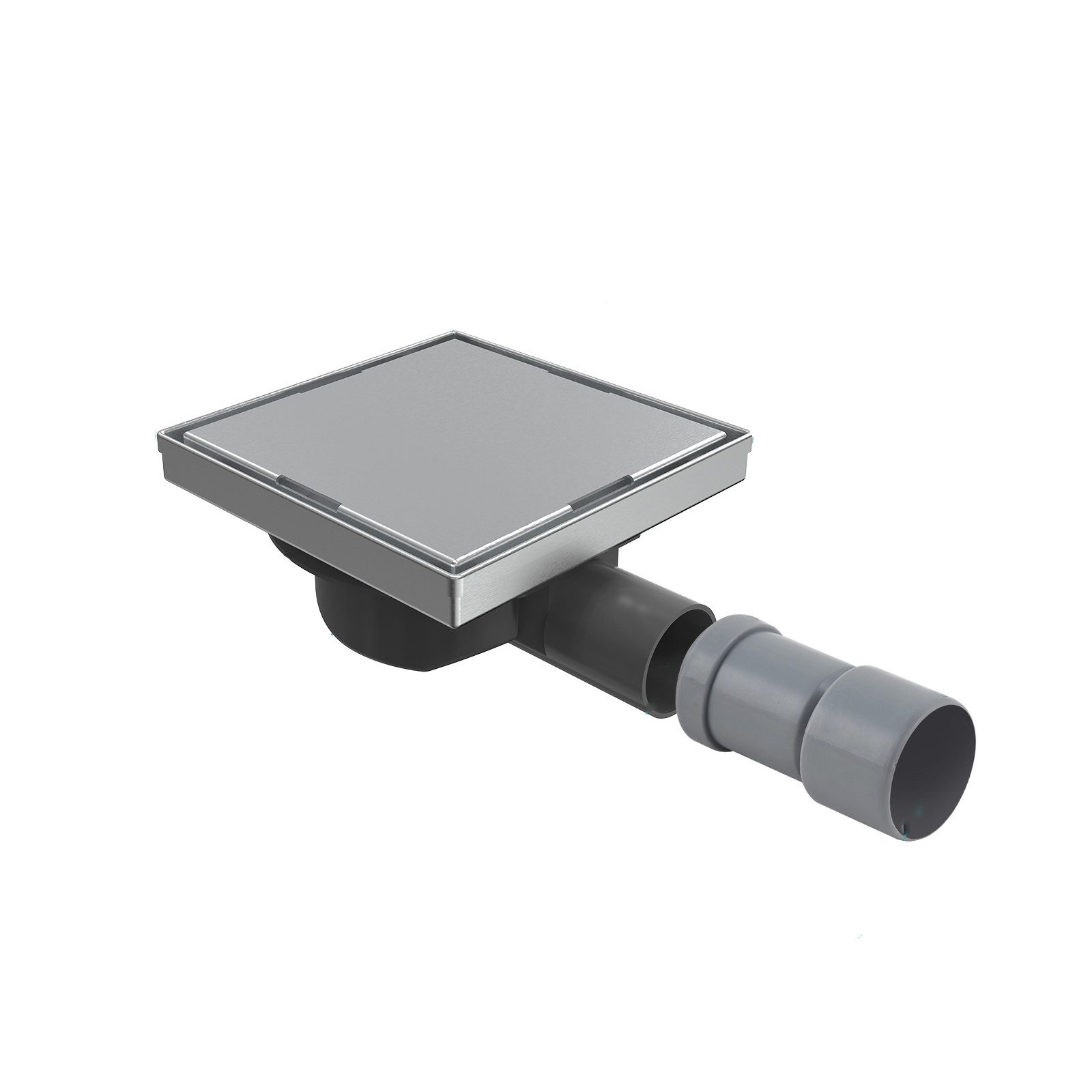EMKE Duschrinne Edelstahl Bodenablauf Quadratischer Duschrinne 2 in 1 Komplettset, Mit Bodenablaufabdeckung, Geruchsverschluss, Haarsieb,und Siphon
