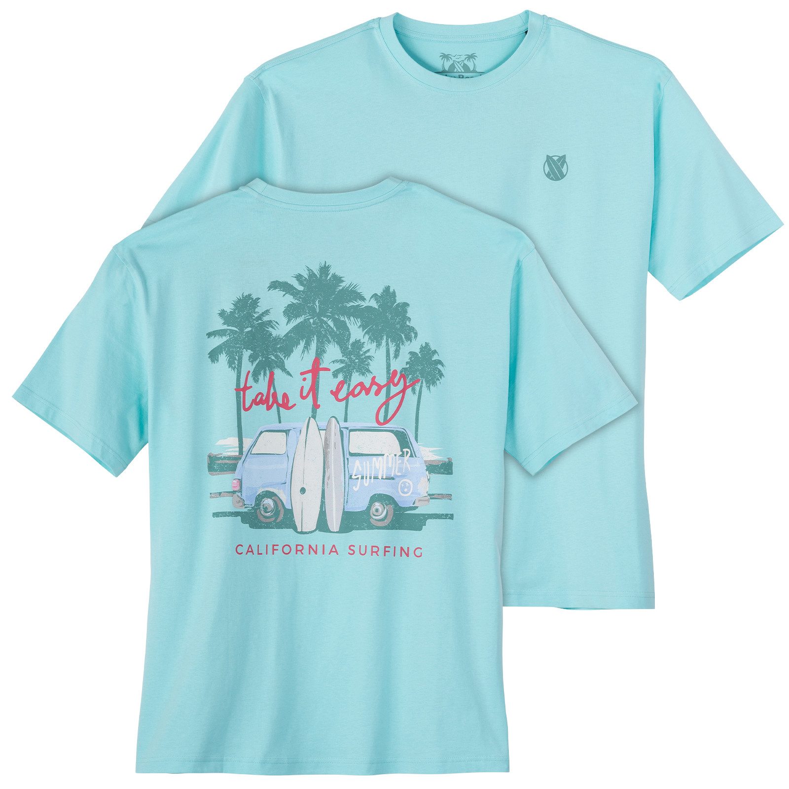 Print-Shirt Calm Beach Übergrößen türkis Rückenprint T-Shirt