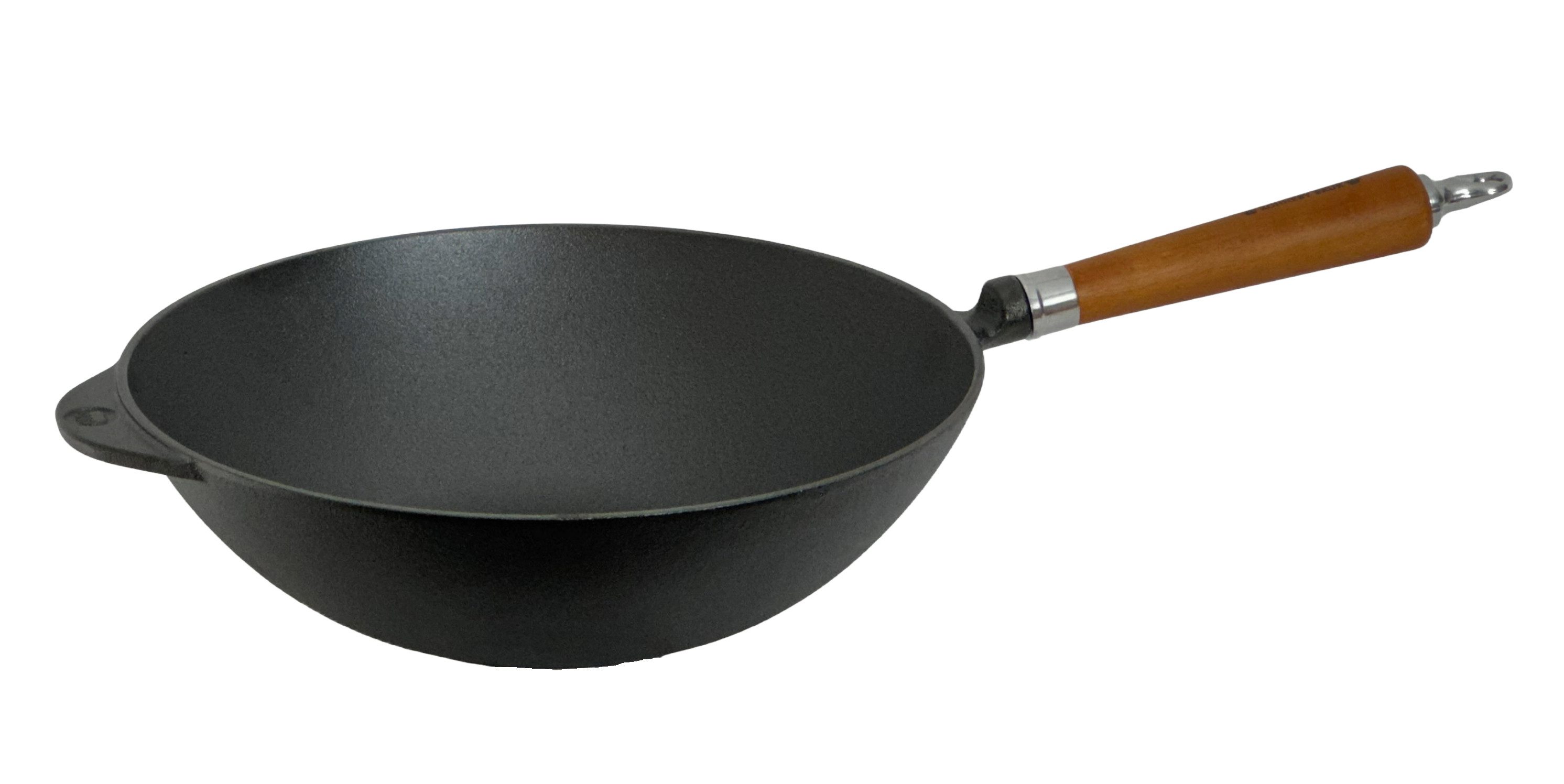 Ronneby Bruk Wok Maestro Wokpfanne, Ø 32 cm, mit Holzgriff, Gusseisen (1-tlg)