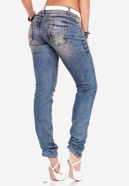 Cipo & Baxx Slim-fit-Jeans mit Steppnähten in Straight Fit