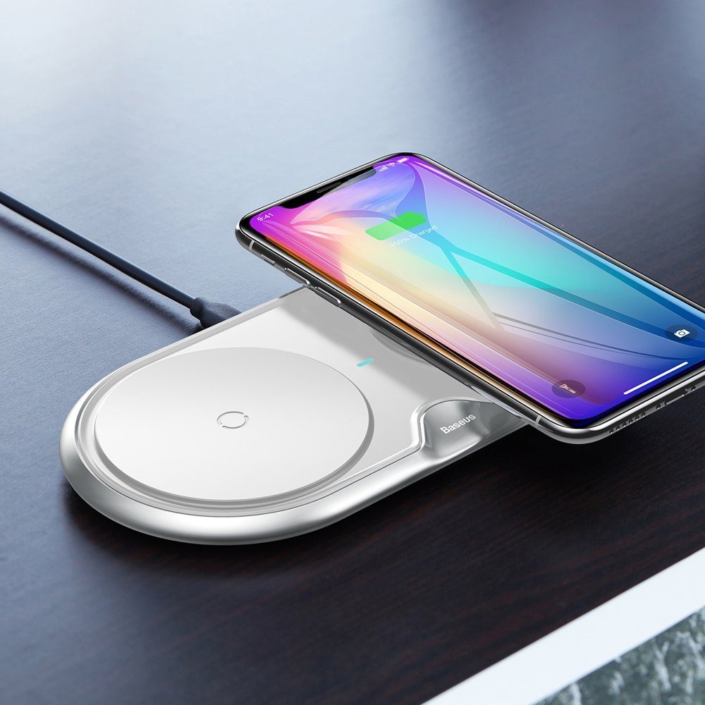 Baseus »Baseus Dual Qi Wireless Charger Induktives Ladegerät 3A Weiß