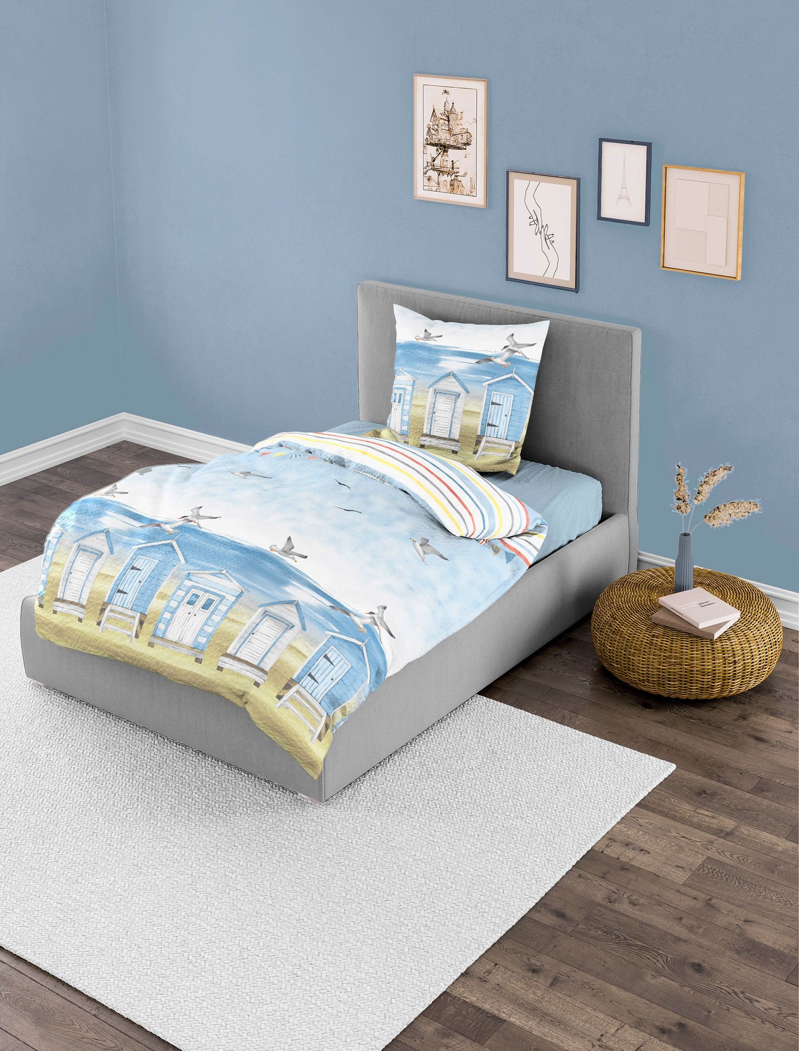 JACK Bettwäsche 135x200cm, Küstentraum Blau Weiß, günstig online kaufen